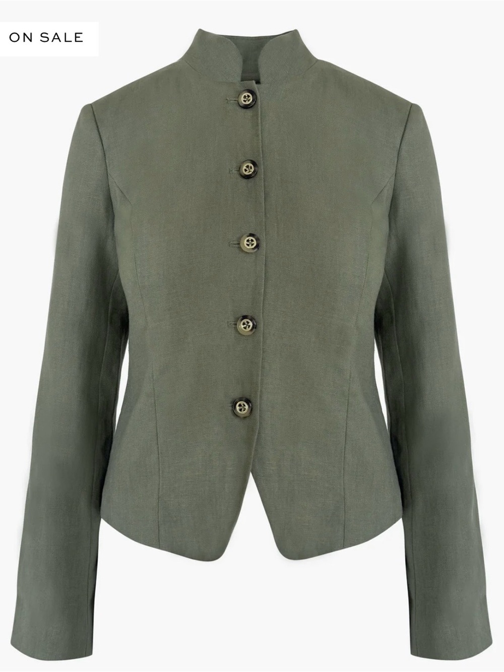 Hill House Olive Green Stand-Collar Blazer